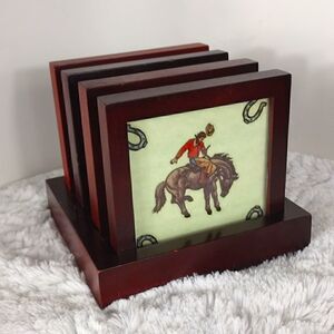 Vintage Western Wooden Coasters (4)